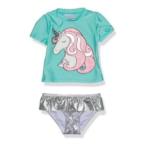 Freestyle Revolution Girls' Believe Rash Guard 2pc Set Swimwear, 12 Months